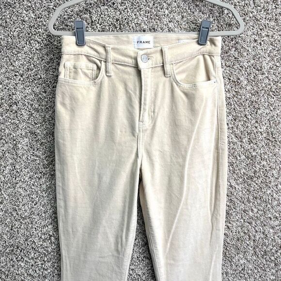 Frame Pants Women’s 28 Ivory Cream Velveteen Le High Flare - Picture 2 of 9